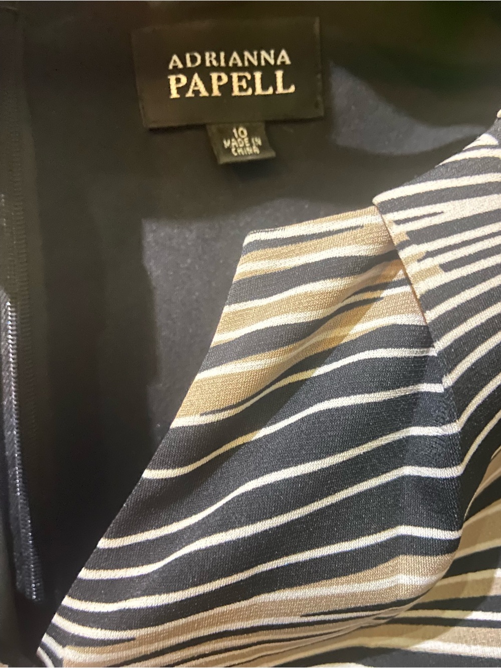 Adrianna Papell Black and Cream Striped Blazer